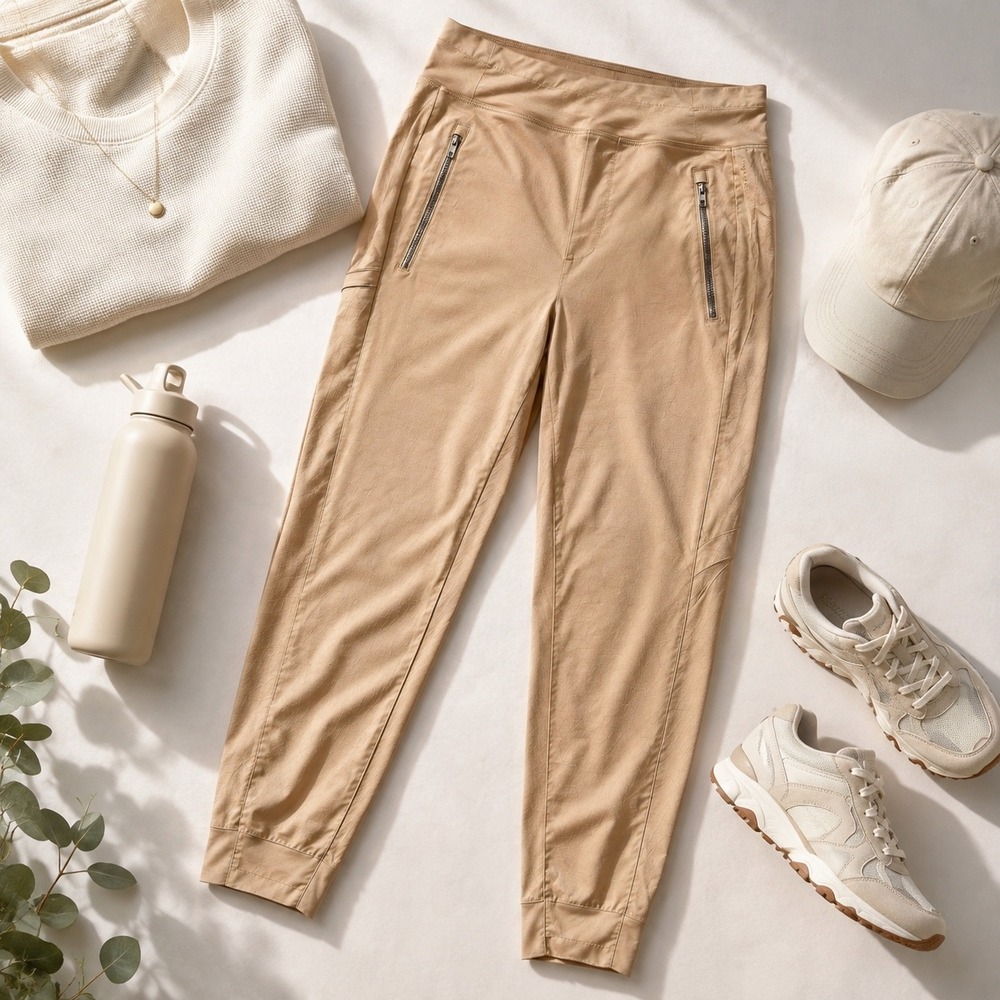 Athleta Trekkie Jogger Pants Womens 0 Tan Beige Utility Travel Hiking